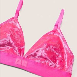 PINK Victoria's Secret Crushed Velvet Triangle Bralette in Atomic Pink Barbie